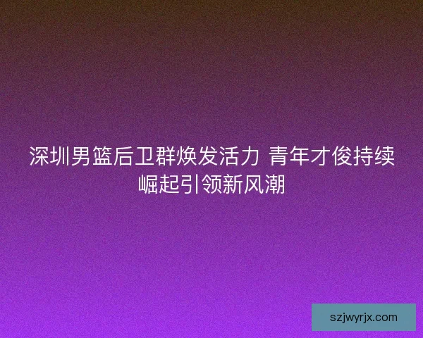 深圳男篮后卫群焕发活力 青年才俊持续崛起引领新风潮