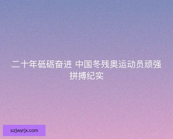二十年砥砺奋进 中国冬残奥运动员顽强拼搏纪实